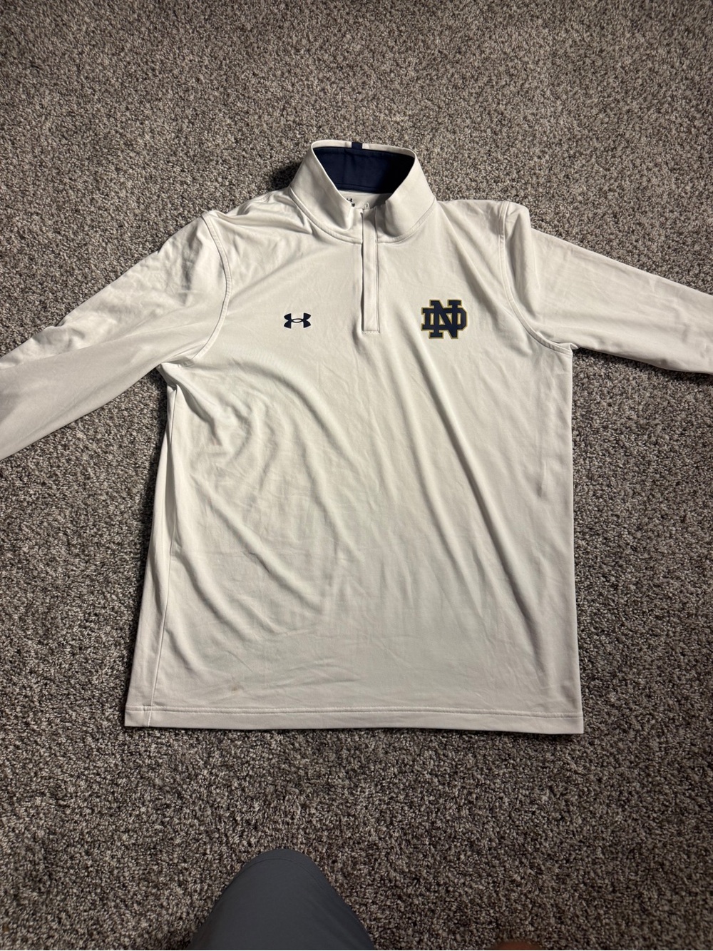LG White Quarter-Zip Pullover with Navy ND Logo